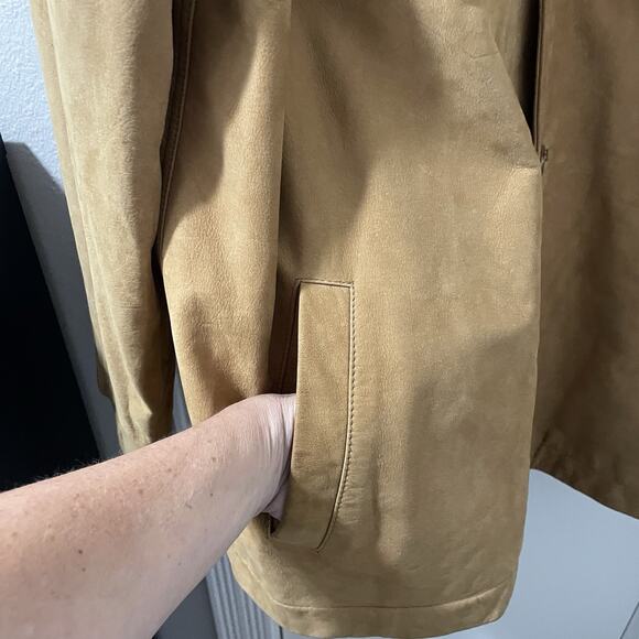Tan Suede Leather Barn Coat Utility Jacket Mens XL Sport Chore Hunting - Picture 9 of 16